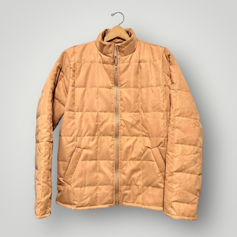 NEW Womens Quilted Puffer Jacket Long Sleeve Collared Pockets Zip Peach Size 2XL